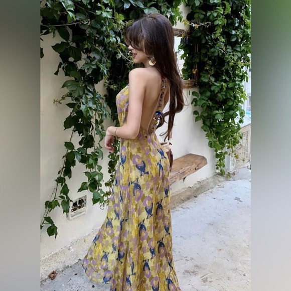 Zara dress midi halter beaded abstract wedding summer vacation boho - Picture 13 of 16